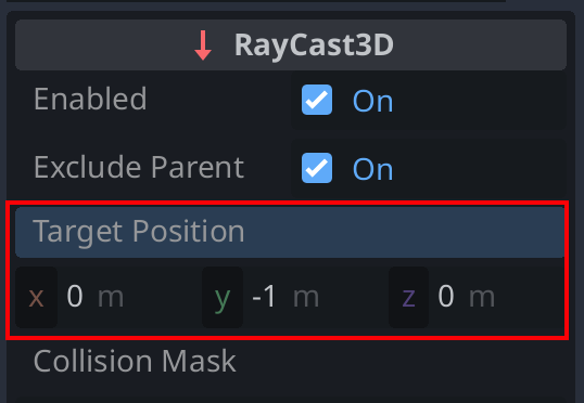 Highlighting the Target Position setting