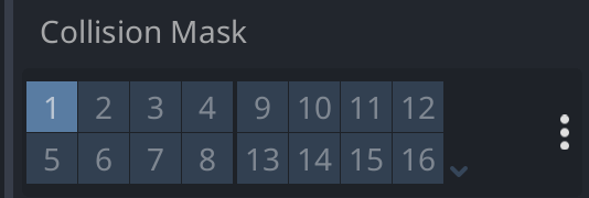 Highlighting the Collision Mask settings