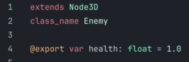 The enemy class that we are replicating the variable for. This shows the script in GDScript format.