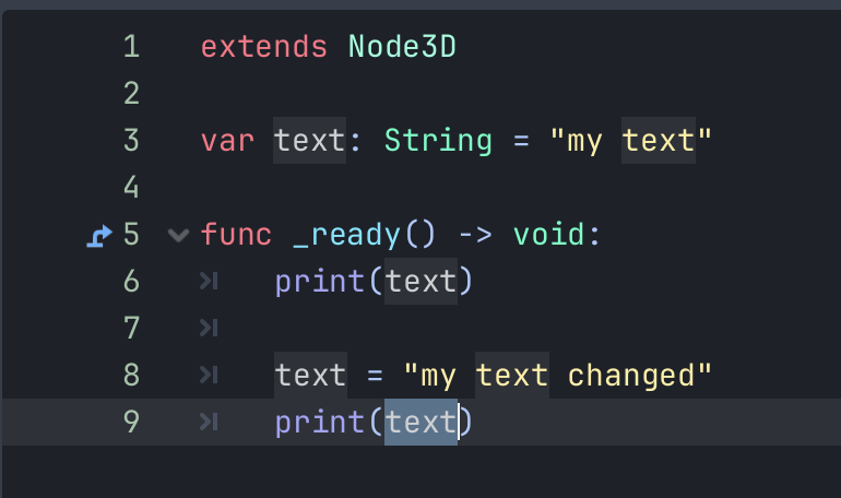 Printing the newly changed text variable value to the output log