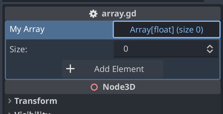 Adding elements to the array in the inspector