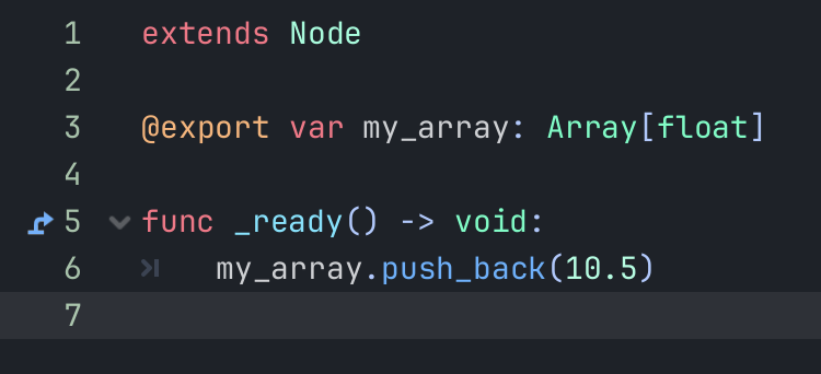 Using the push_back function for the array