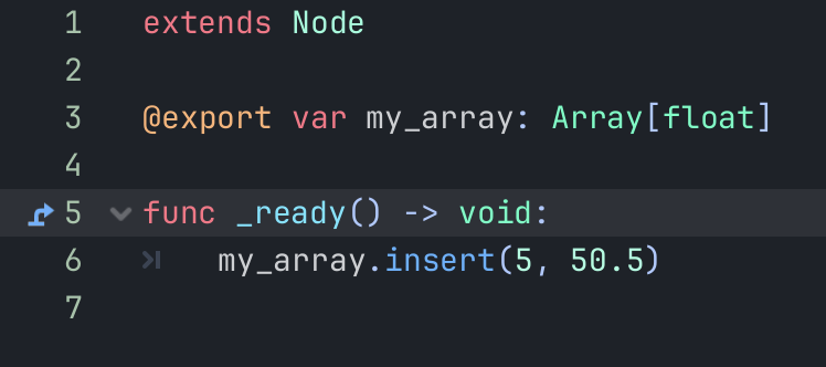 Using the insert function for the array