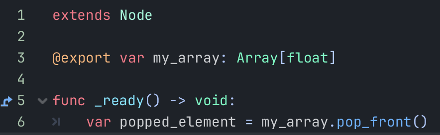 Using the pop_front function for the array