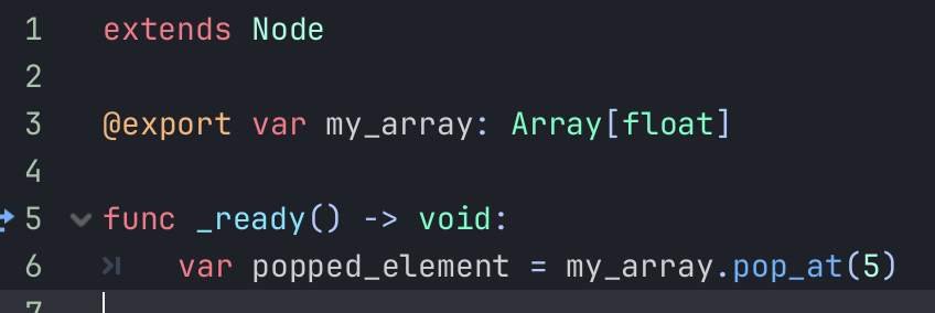 Using the pop_at function for the array