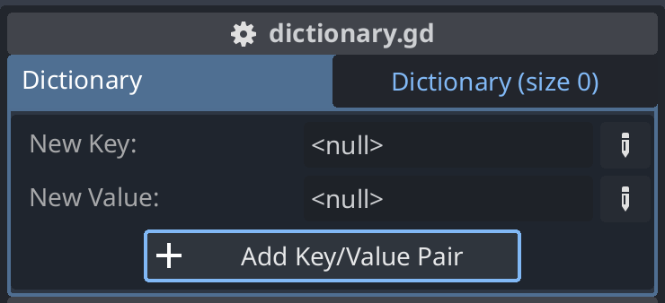 adding new pairs to the dictionary using the exported editor menu