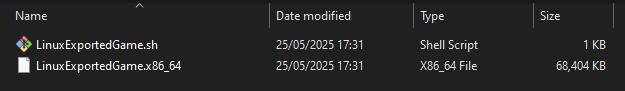 The final executable for linux in the file browser