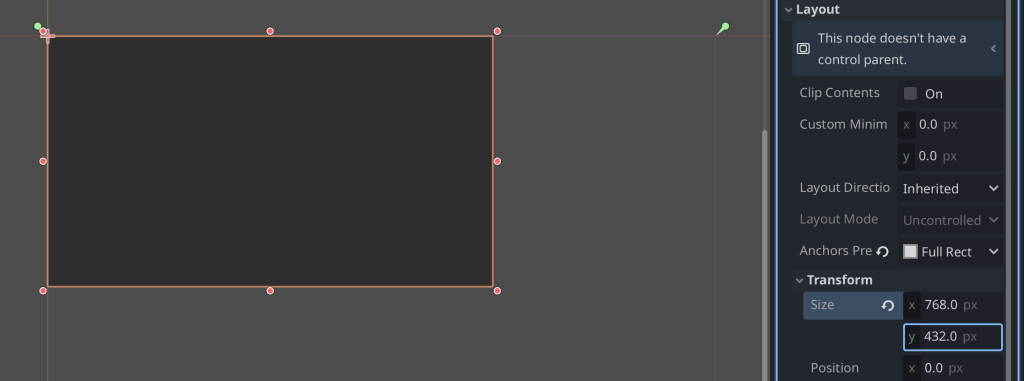Setting the size to 768x432