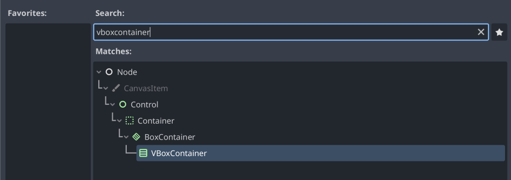 Selecting and creating the VBoxContainer