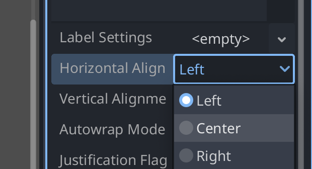 Setting the horizontal align to Center