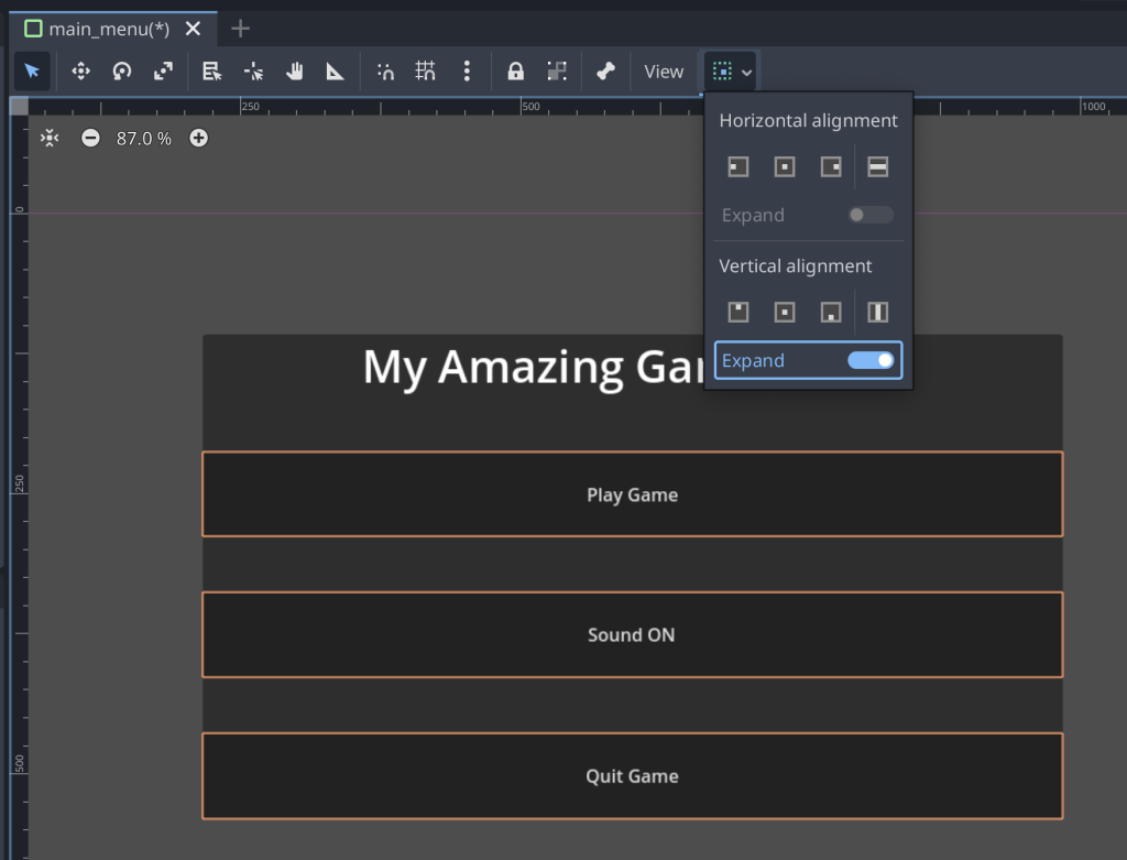 Expanding the button to the full window size