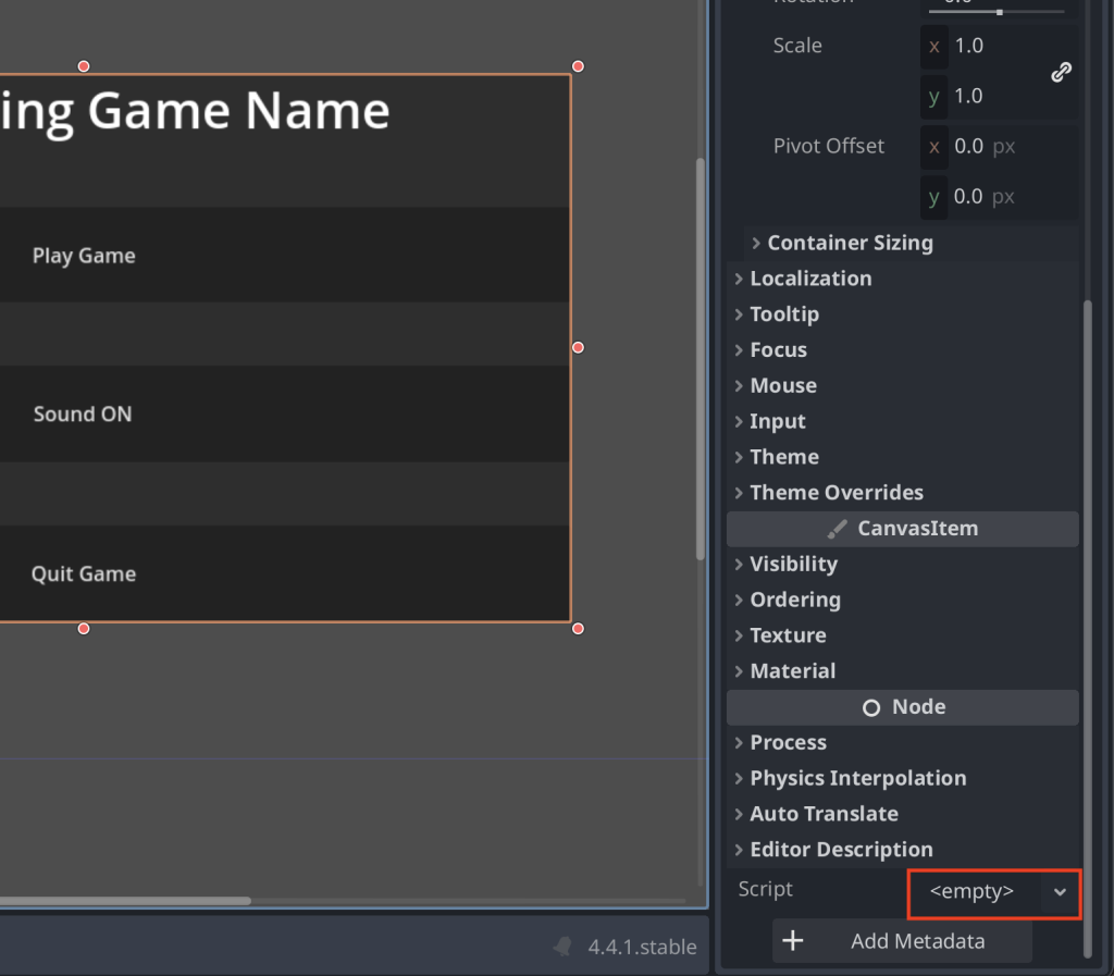 Locating the script option