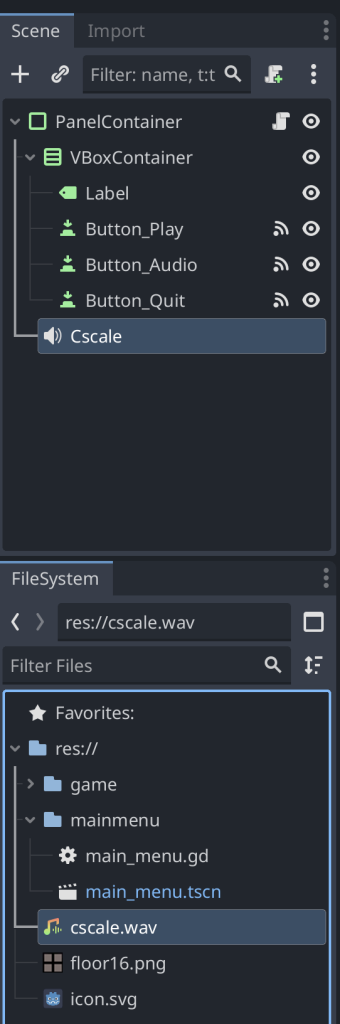 Adding a basic sound to our main menu