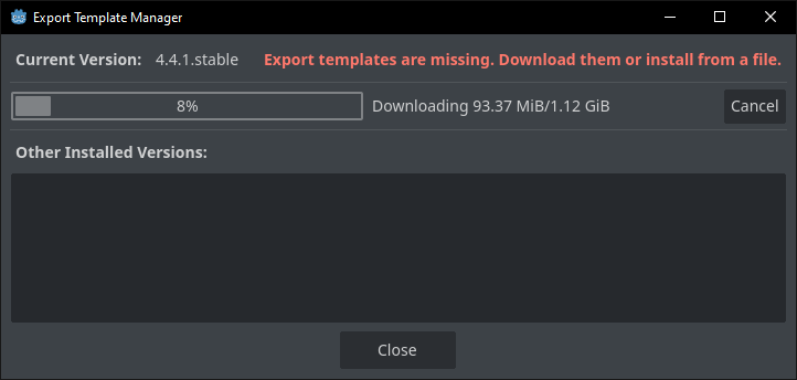 The progress bar increases as the download progresses