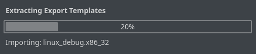 Progress bar showing the engine installing the export templates