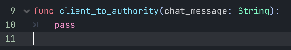 Creating a client to authority function that takes in a chat message string