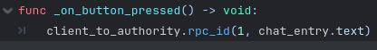 Sending our chat message to the server using peer id 1