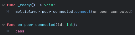 Connecting the peer_connected signal to a new function