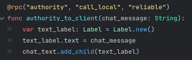 Creating a new text label and adding it to our chat text vertical box each time a message is received